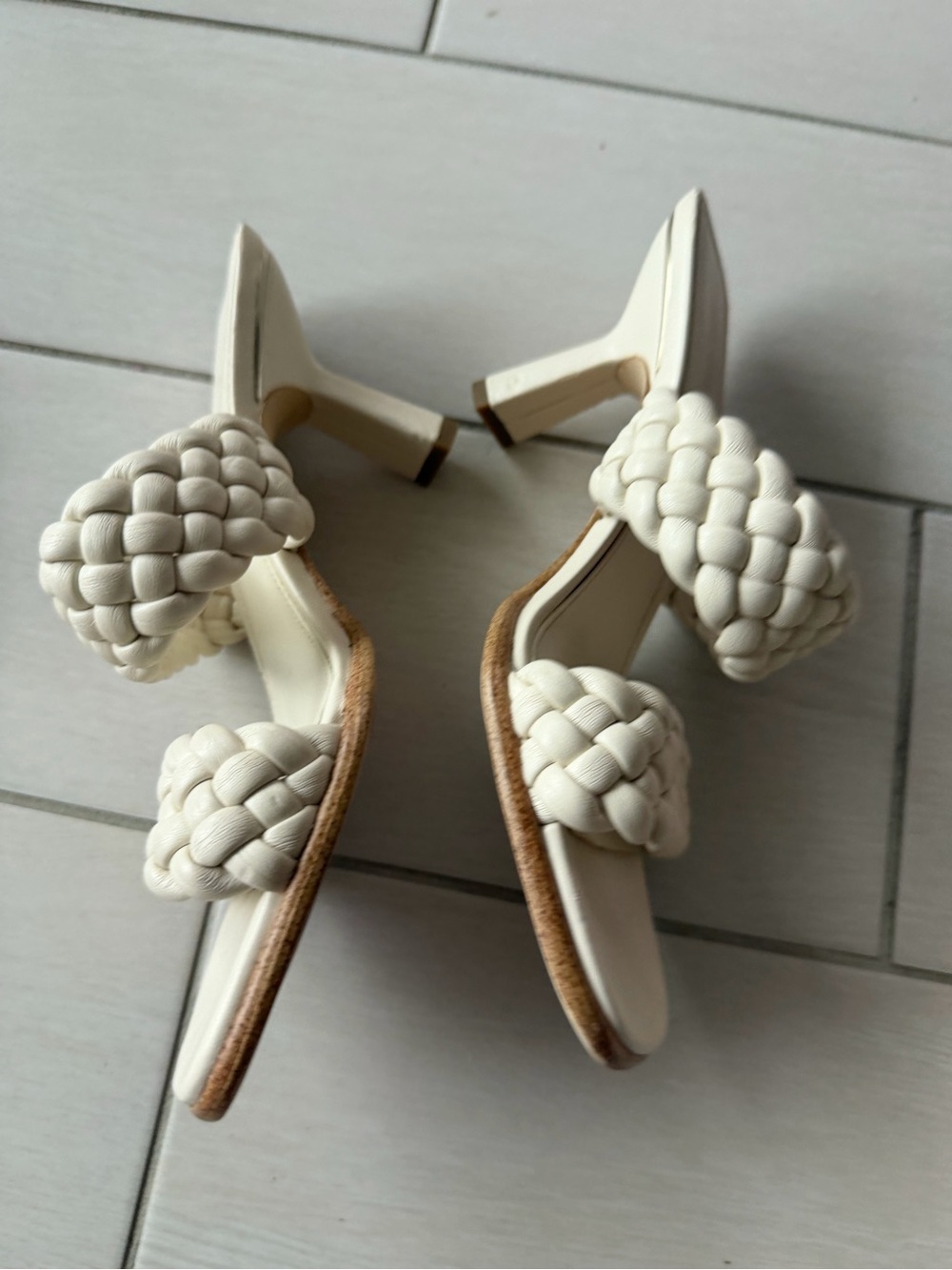 Michael Kors Braided Double-Strap Slide Sandals in Cream - Picture 4 of 5